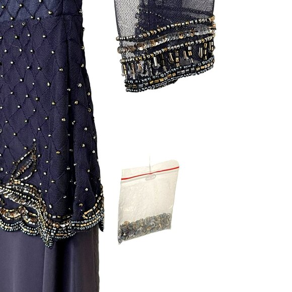 Pisarro Nights Maxi Dress Sequins Beaded Embellished Evening Gown Dress Sz 4 NWT - Picture 10 of 10